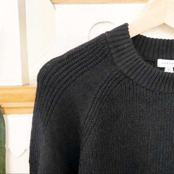 TOPSHOP black ribbed crew neck sweater sz 12 NWT - Picture 2 of 7